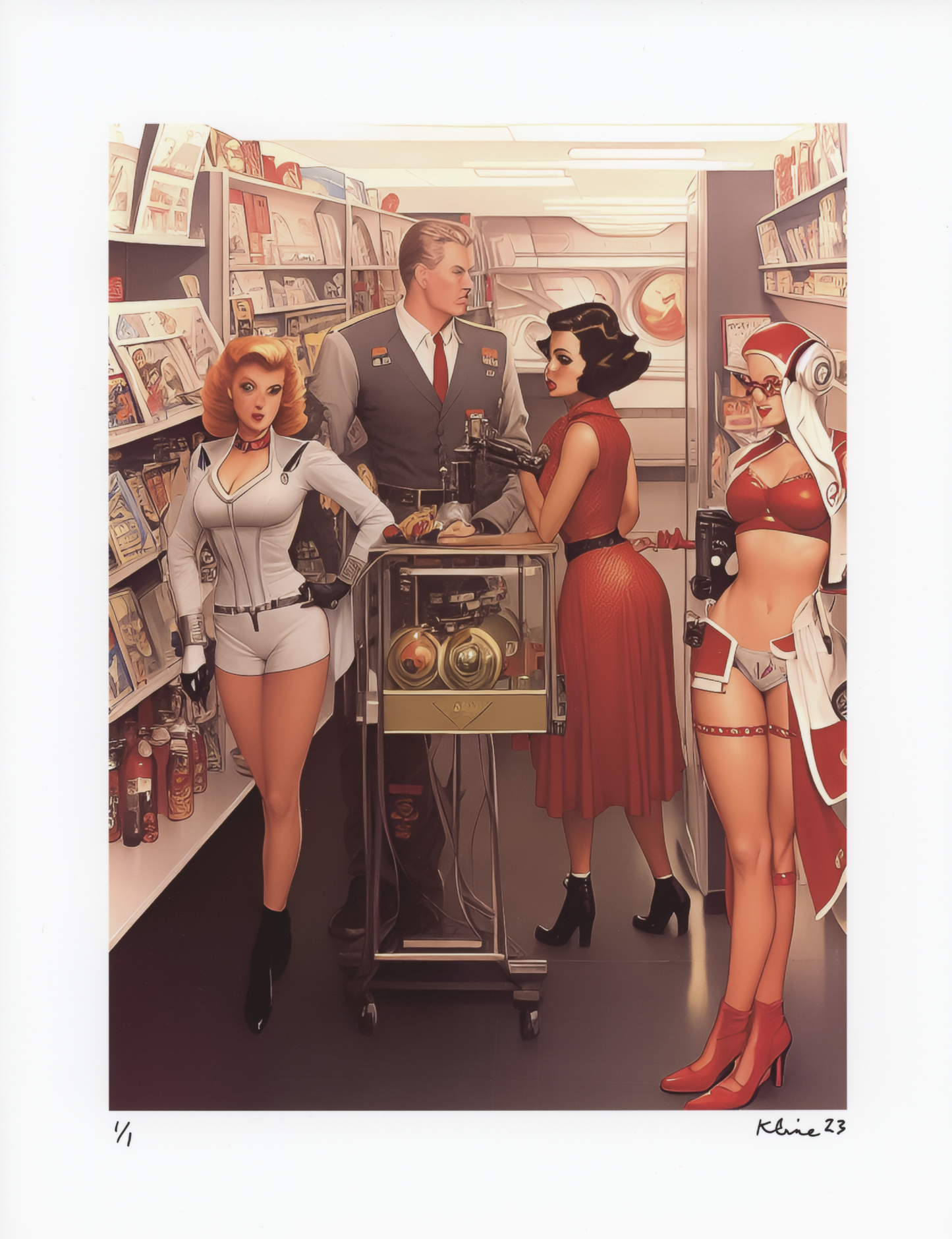Futuristic Shopping. Digital Print. 8.5" x 11". 1/1 Edition. John Kline Artwork.