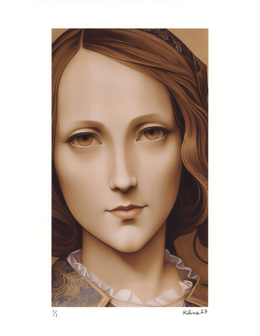 da Vinci Face. Fine Art Print of a Digital Image. 1/1 Edition. 8.5" x 11". John Kline Artwork.