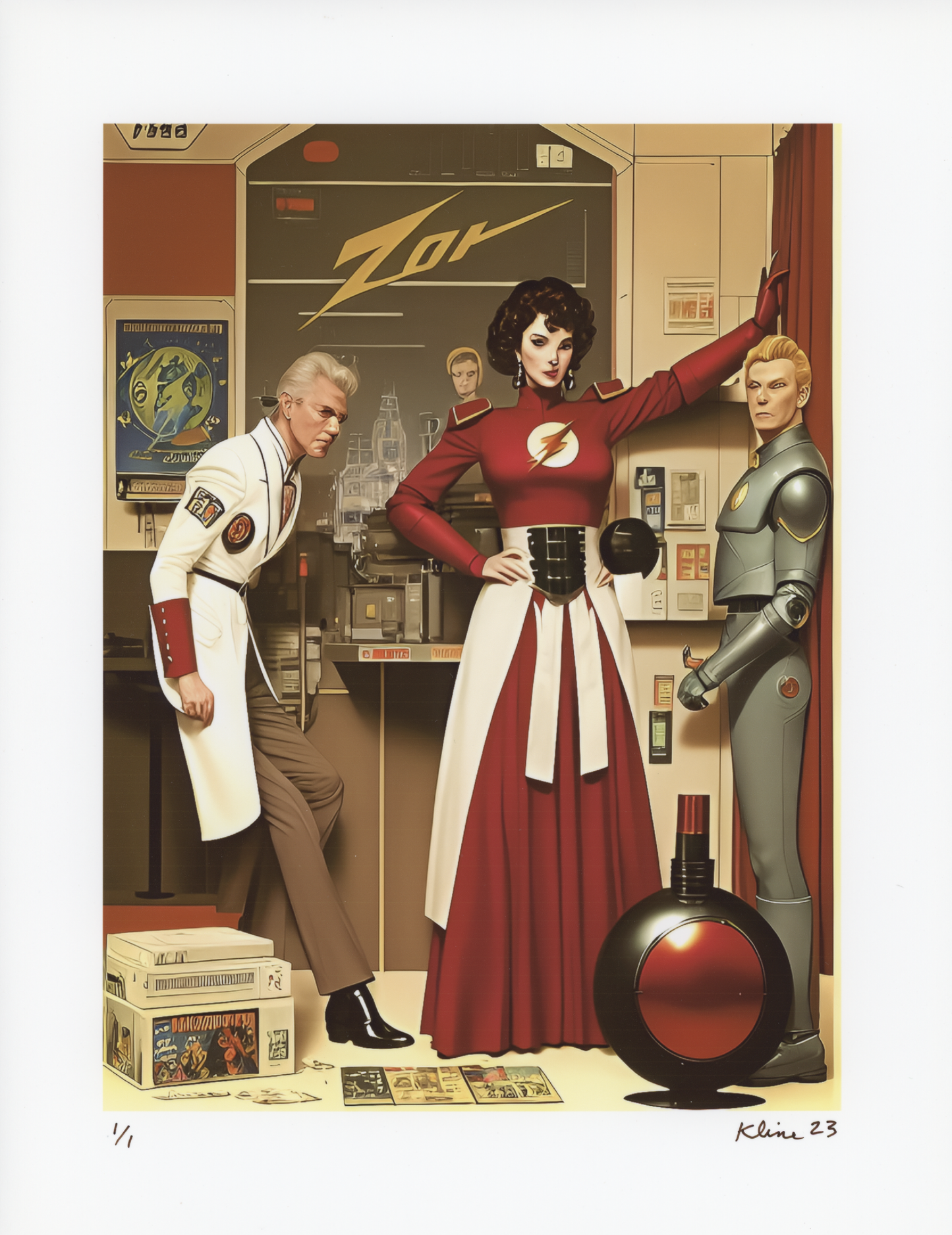 Mad Scientist and Flash Gordon. Digital Art Print. 8.5" x 11". 1/1 Edition. John Kline Artwork