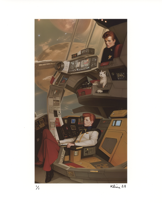 Redhead Twins and their cat Ziggy. Digital Art Print. 8" x 10". 1/1 Edition. John Kline Artwork