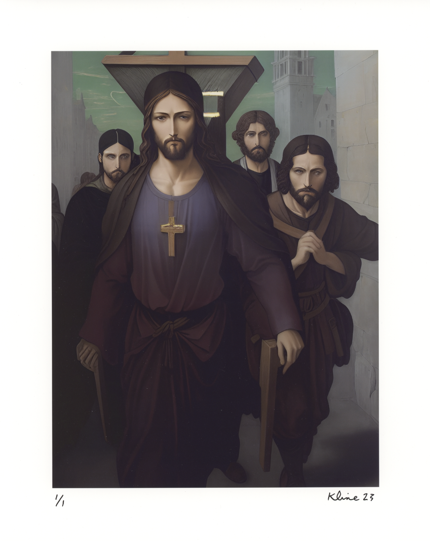 Jesus and his Entourage. Digital Art Print. 8" x 10". 1/1 Edition. John Kline Artwork