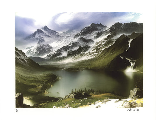 Where Peaks Touch the Sky. Digital Art Print. 11" x 8.5". 1/1 Edition. John Kline Artwork
