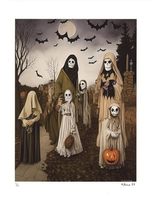 Spooky Trick or Treaters. Digital Art Print. 8.5" x 11". 1/1 Edition. John Kline Artwork