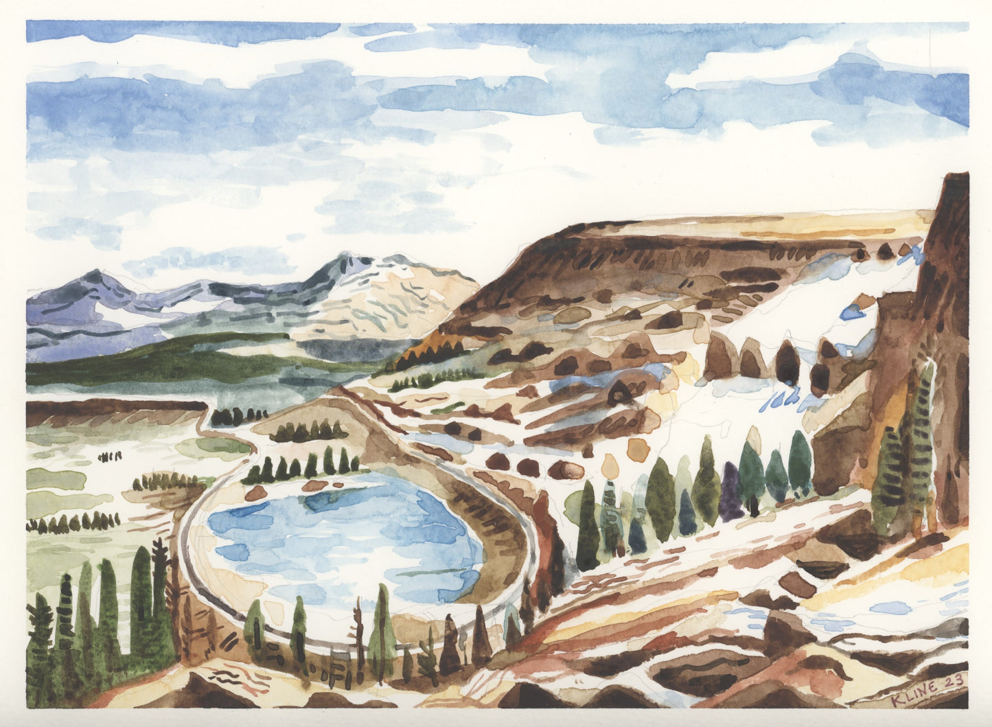 Yankee Doodle Lake, Colorado. Watercolor. 12" x 9". John Kline Artwork.