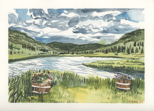Camp Hale, Colorado. Watercolor. 12" x 9". John Kline Artwork.