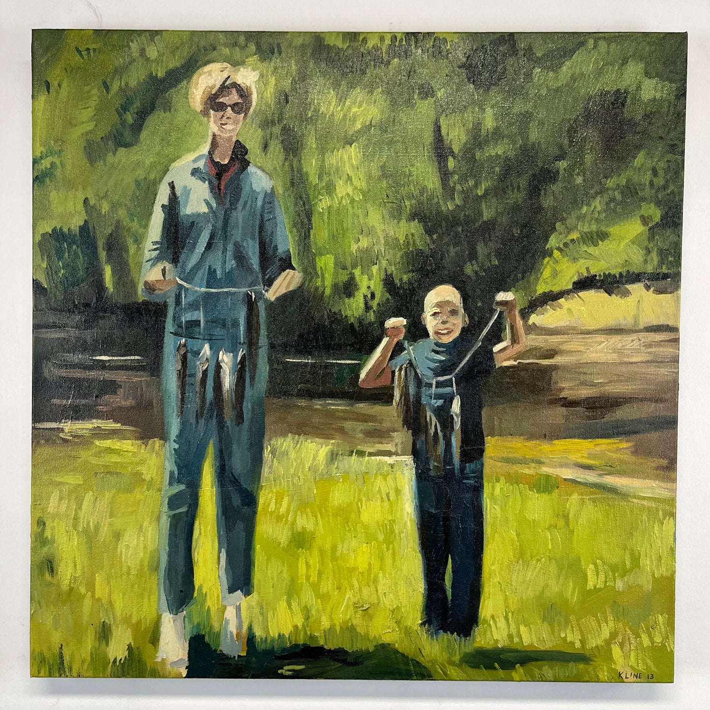 My Mom and Cousin Mike in 1969. Oil on Canvas. 24" x 24" x 1.5". John Kline Artwork.