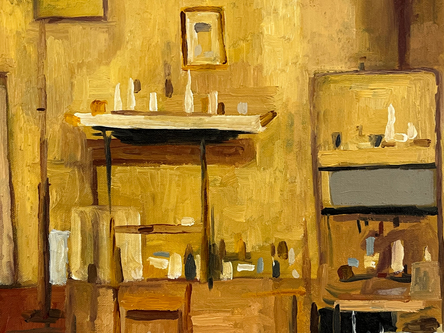 Giorgio Morandi's Artist Studio. Oil on Canvas. 28"x 22". John Kline Artwork. Interior Painting