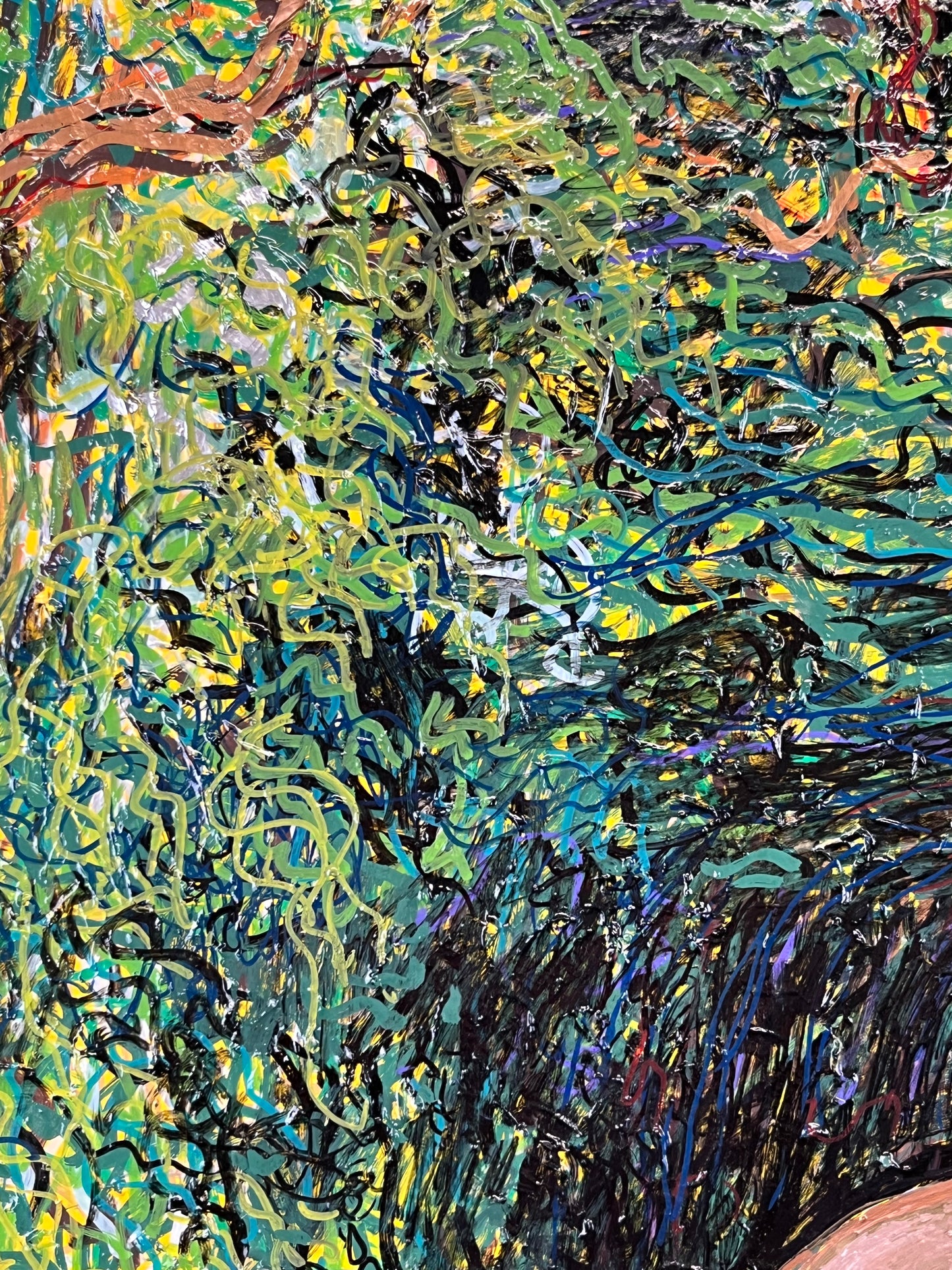 After Gustave Dore's Paradise Lost. Enamel and Oil Markers on Canvas. 36" x 48". John Kline Artwork. Adam and Eve Modern Painting