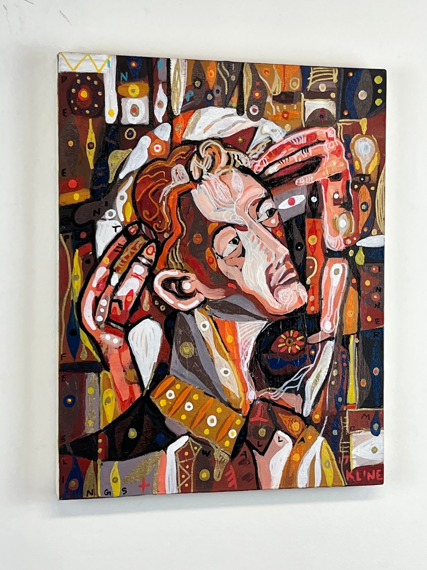 (SOLD) Self-Portrait. Oil and Oil Markers on Canvas. 11" x 14". John Kline Artwork. Painting.
