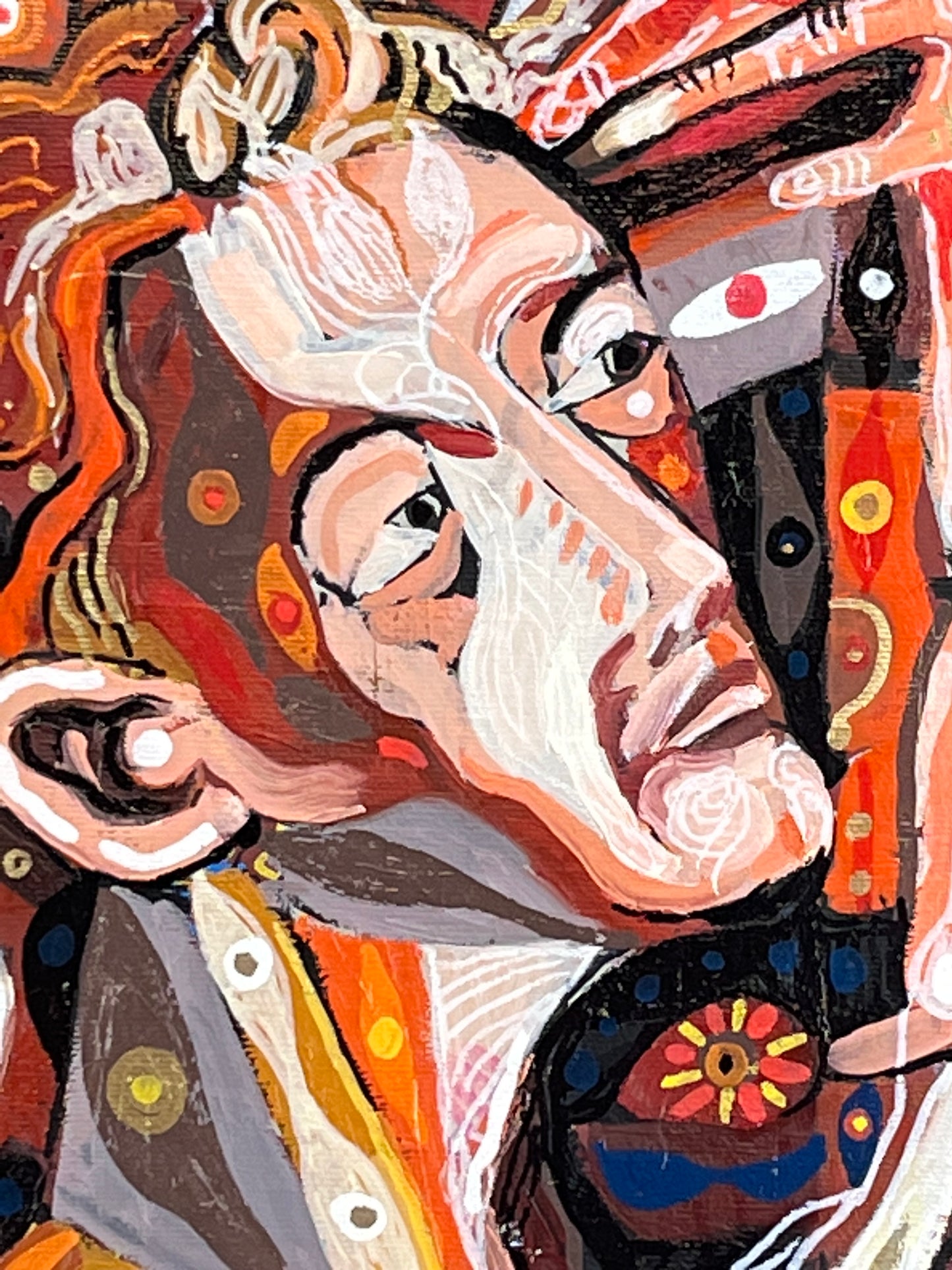 (SOLD) Self-Portrait. Oil and Oil Markers on Canvas. 11" x 14". John Kline Artwork. Painting.