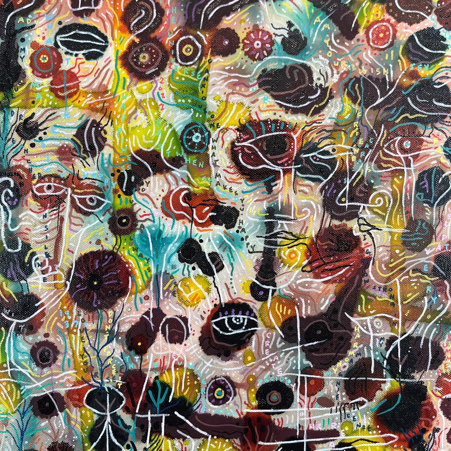 Last Goodbye. Alcohol ink and Oil Markers on Canvas. 20" x 20". John Kline Artwork