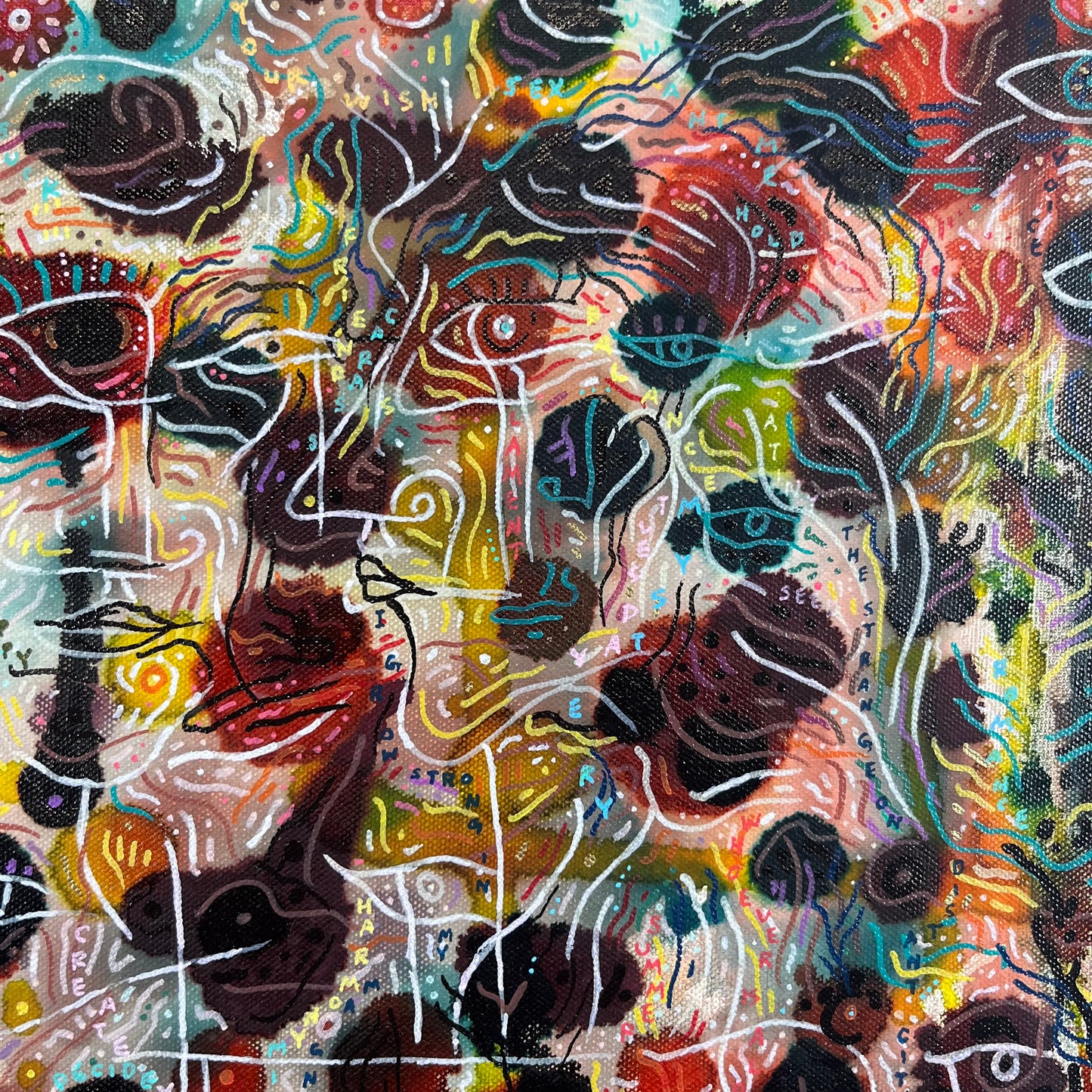 Last Goodbye. Alcohol ink and Oil Markers on Canvas. 20" x 20". John Kline Artwork