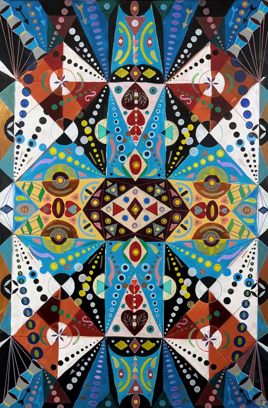 My Ancient Plan. Acrylic and Oil Markers on Canvas. 24" x 36". John Kline Artwork