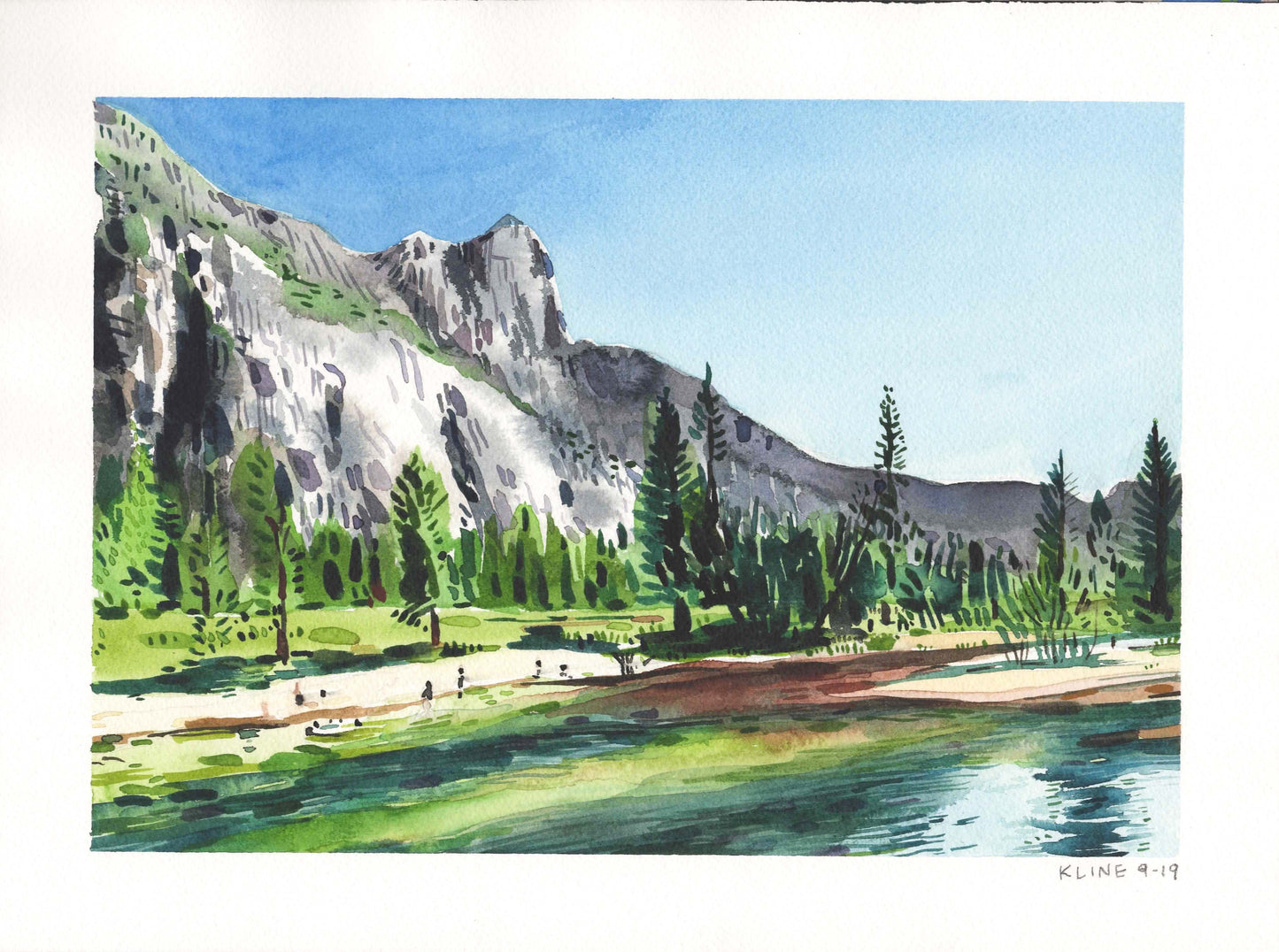 Yosemite Valley. Original Watercolor. 9" x 12"