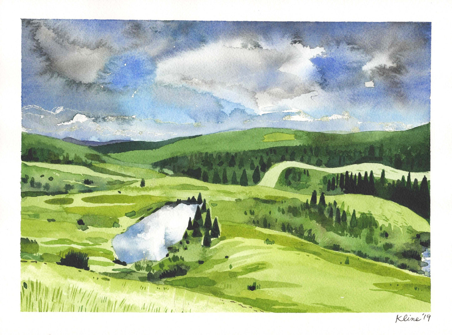 Routt National Forest, Colorado. Original Watercolor on Paper. 9" x 12". landscape. Flattops. small. Steamboat Springs. 2019. mountains.