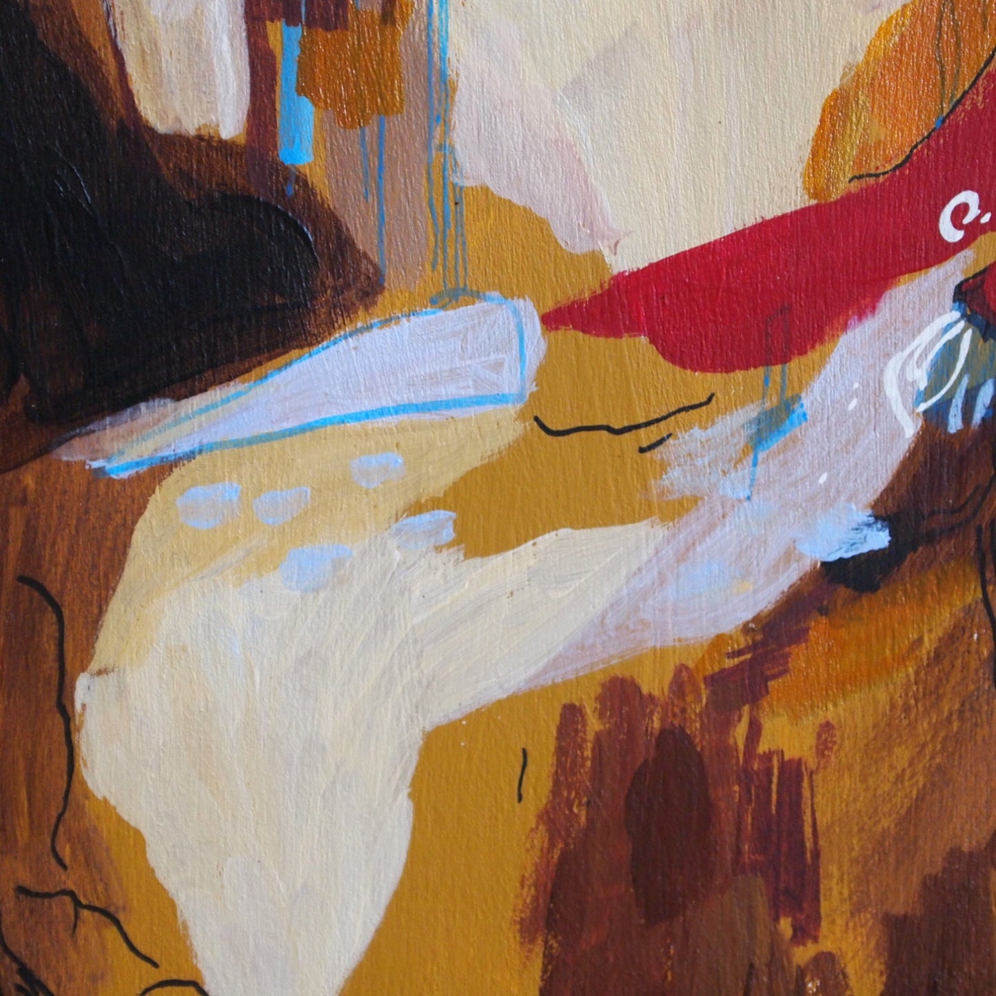 Sappho. Acrylic on Wood. 16" x 16" x 1". Gustave Moreau Painting.