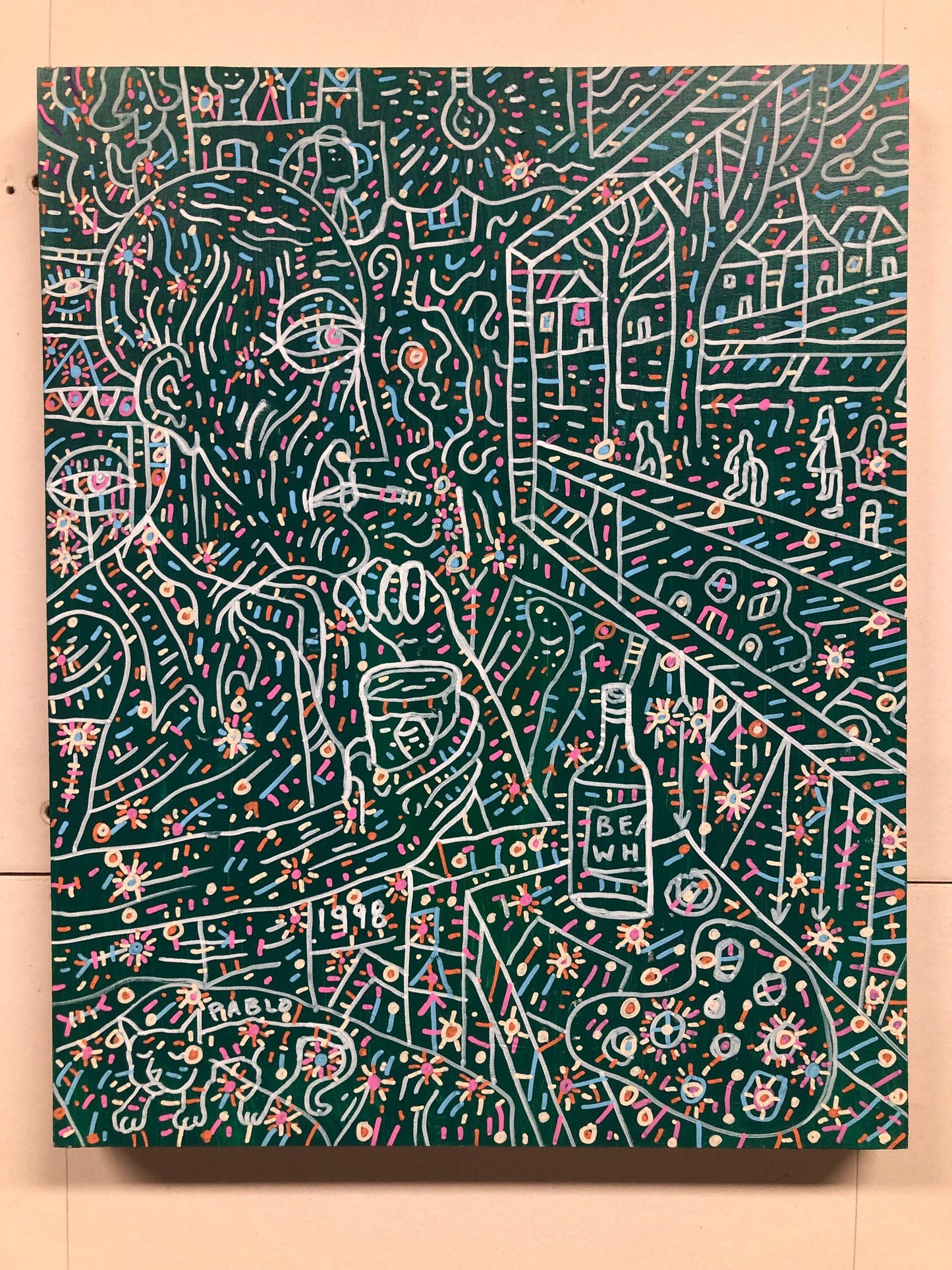 The Year was 1998. Acrylic on wood. 16” x 20”