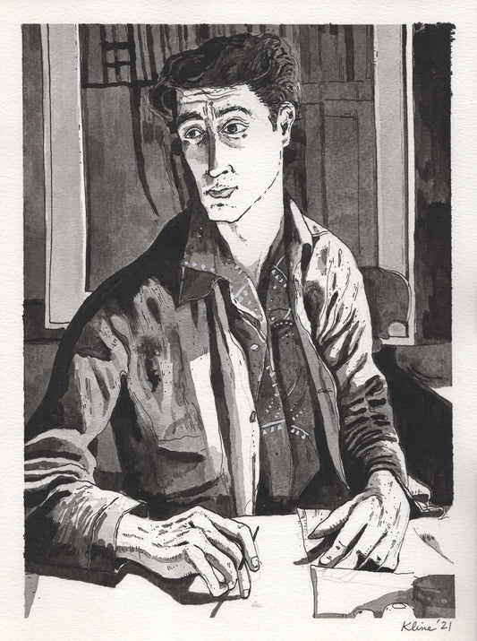 (SOLD) Portrait of John Minton. Ink Wash on Paper. 9" x 12"