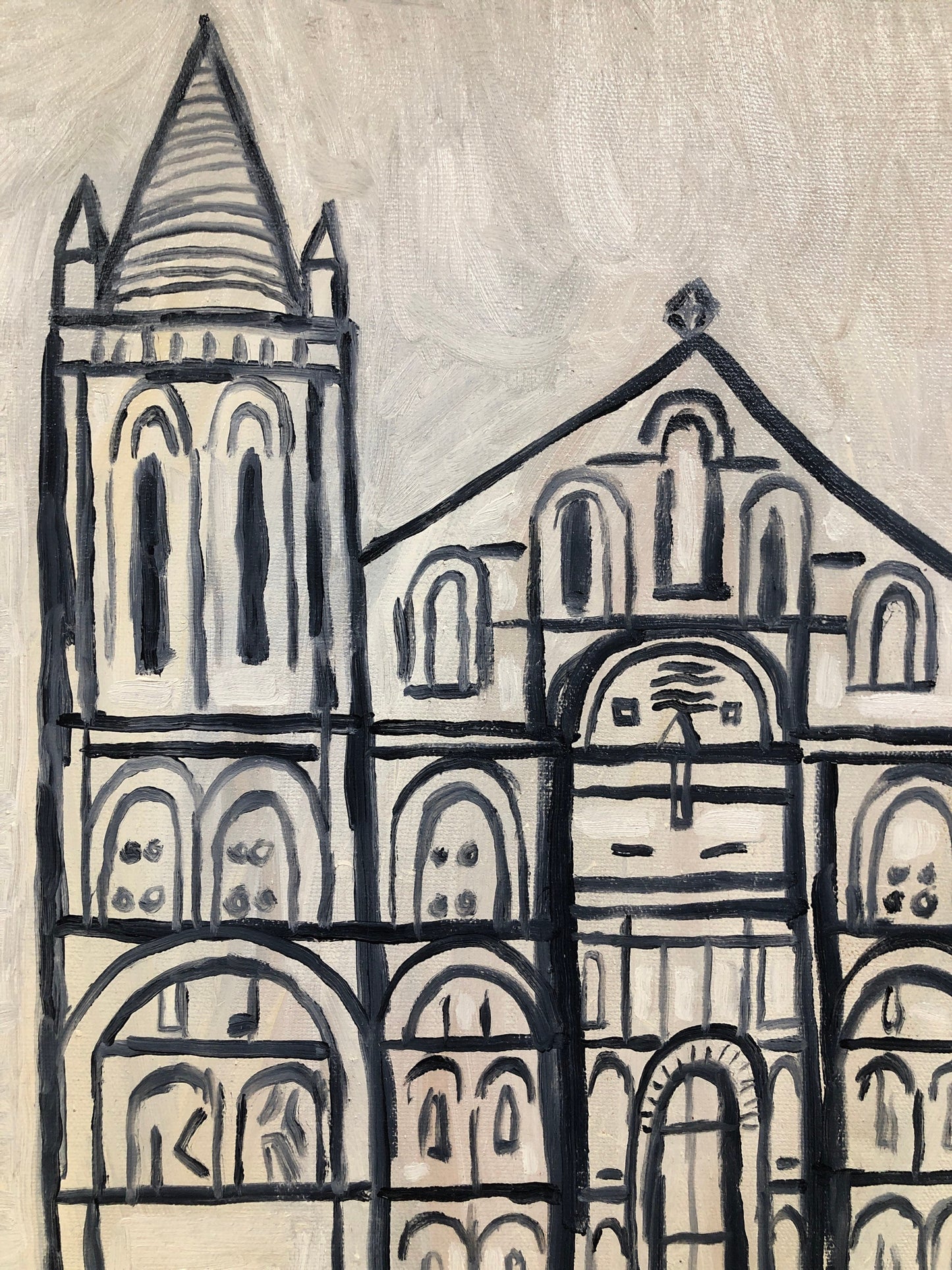 Cathedral. Oil painting on canvas. 16” x 20”. Church. Art. Original. Small. French. Kansas City. Kline. Wall.