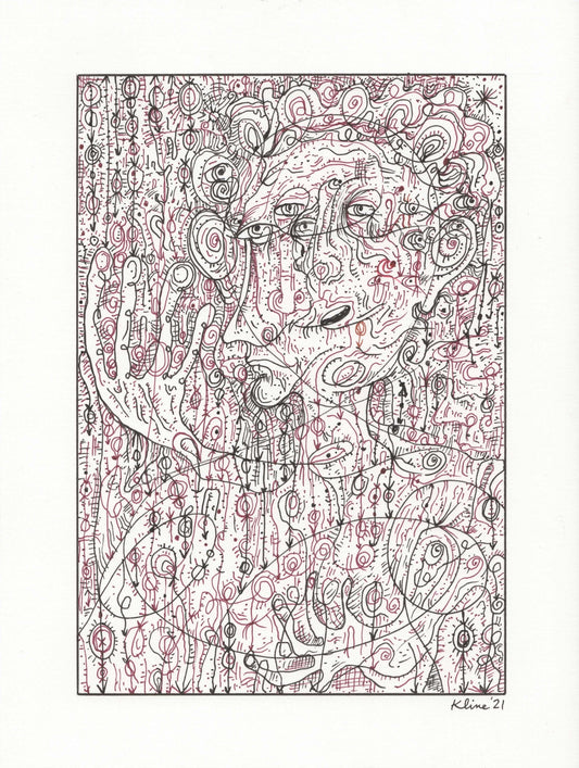 Loopy. Original Ink Drawing. 9" x 12". Inktober. illustration. artwork. John Kline. small. 2021. modern. contemporary. Kansas City.