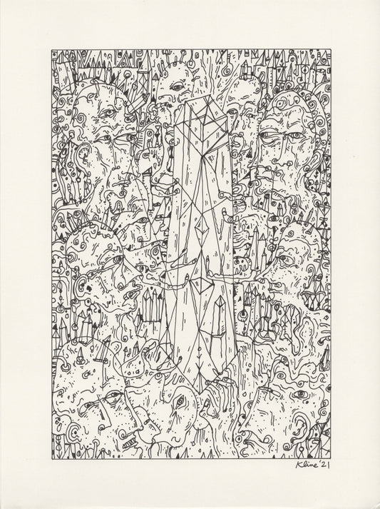 Crystal. Original Ink Drawing. 9" x 12". Inktober. illustration. black and white. John Kline. Kansas City. small. Wall decor.