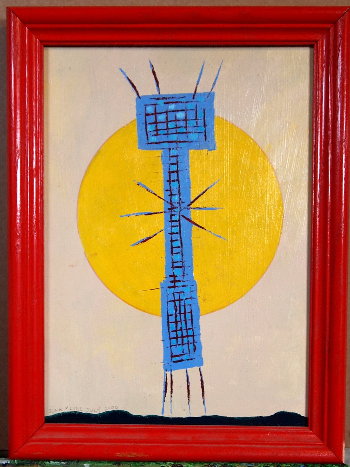 Waiting for Godot. Acrylic on Cardboard. Framed. 10" x 14". 2000. Original Painting. Klee. Abstract. Surrealism.