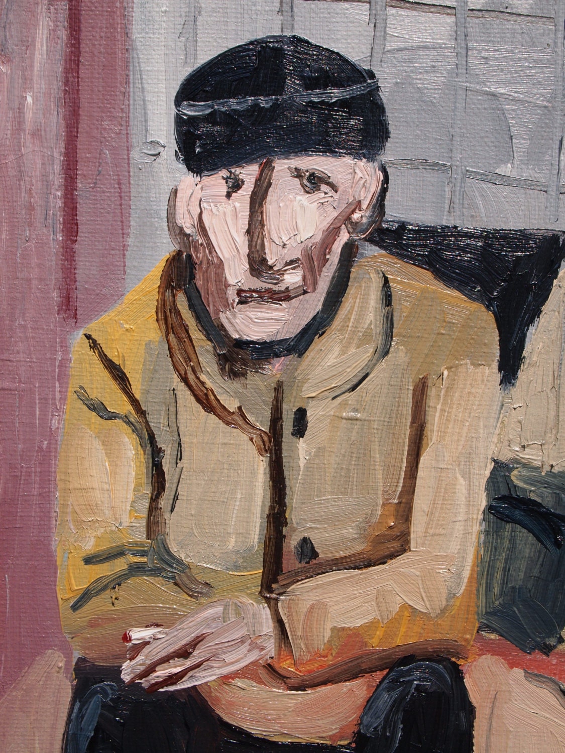 Homeless Men. Original Oil Painting. 16" x 20".