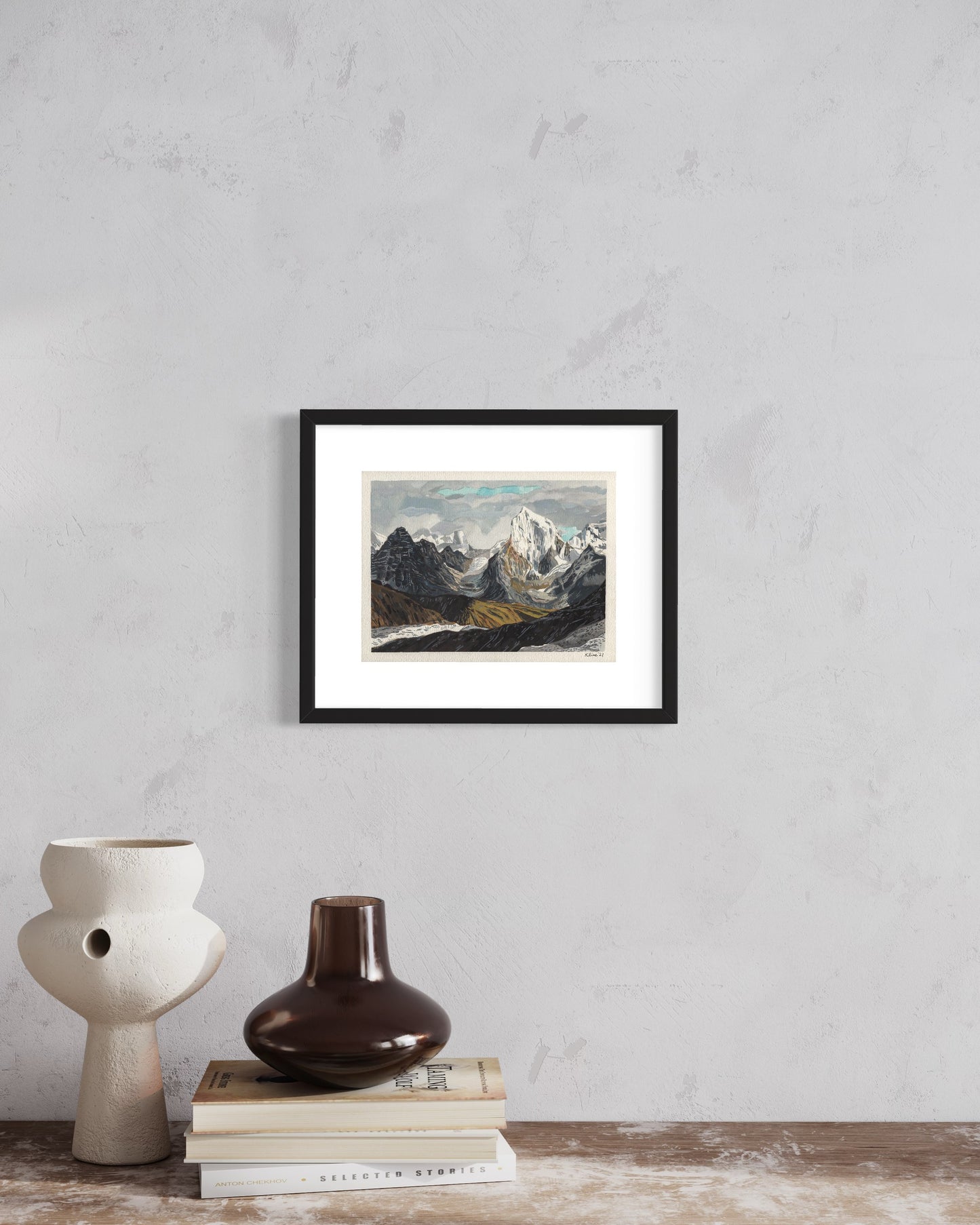 (SOLD) Himalayan Mountains. Watercolor and Gouache. 12" x 9". John Kline Artwork