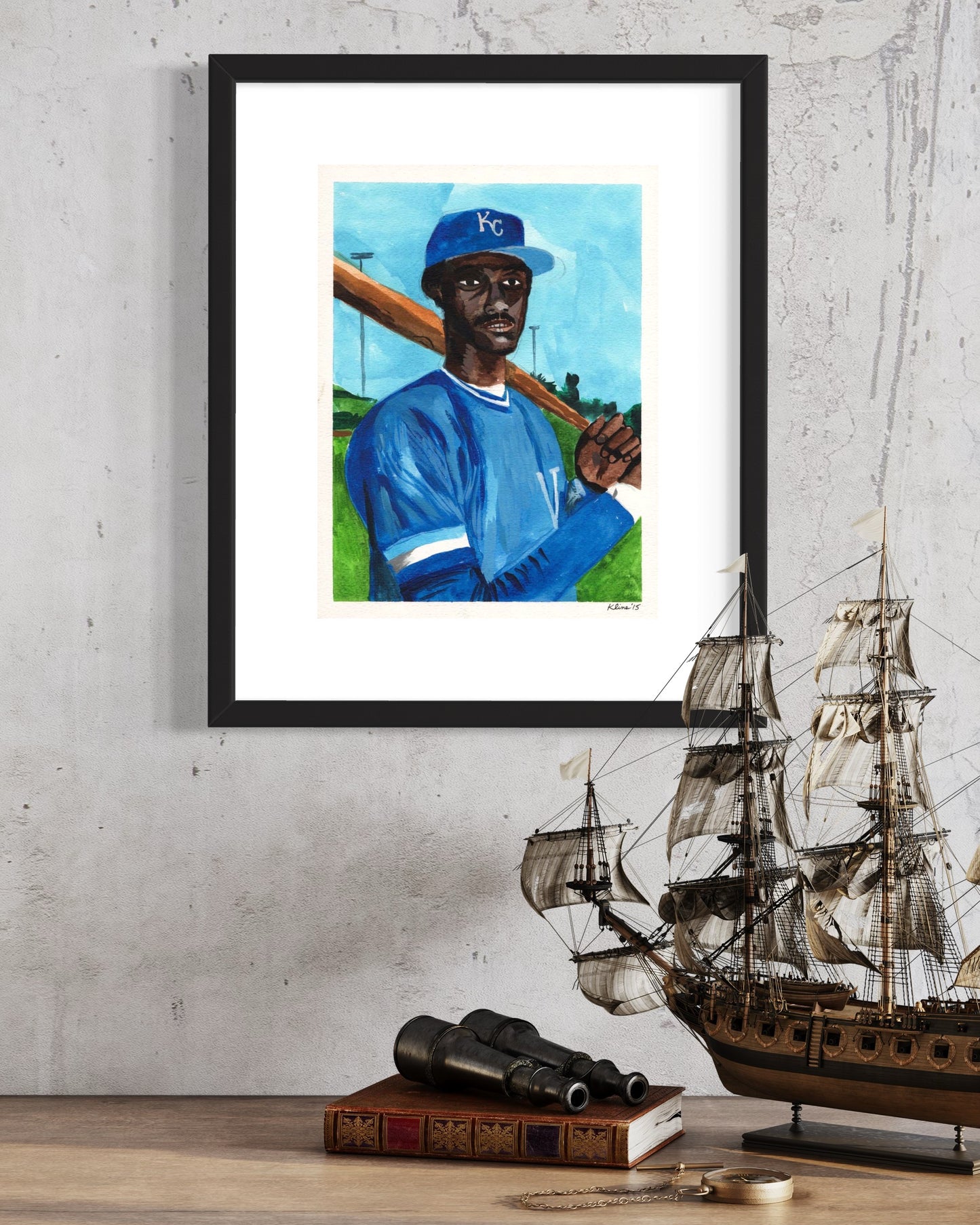Jorge Orta. Kansas City Royals. Watercolor and Gouache on Paper. 9" x 12"